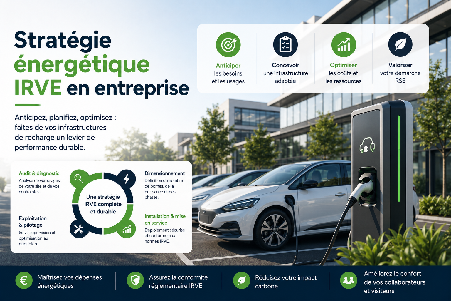 Stratégie énergétique entreprise : bornes IRVE et pilotage en 2026